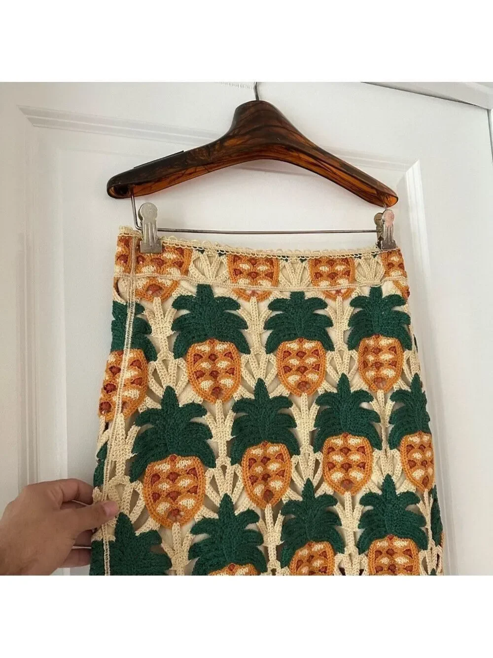Farm Rio Sand Pineapple Crochet Skirt
